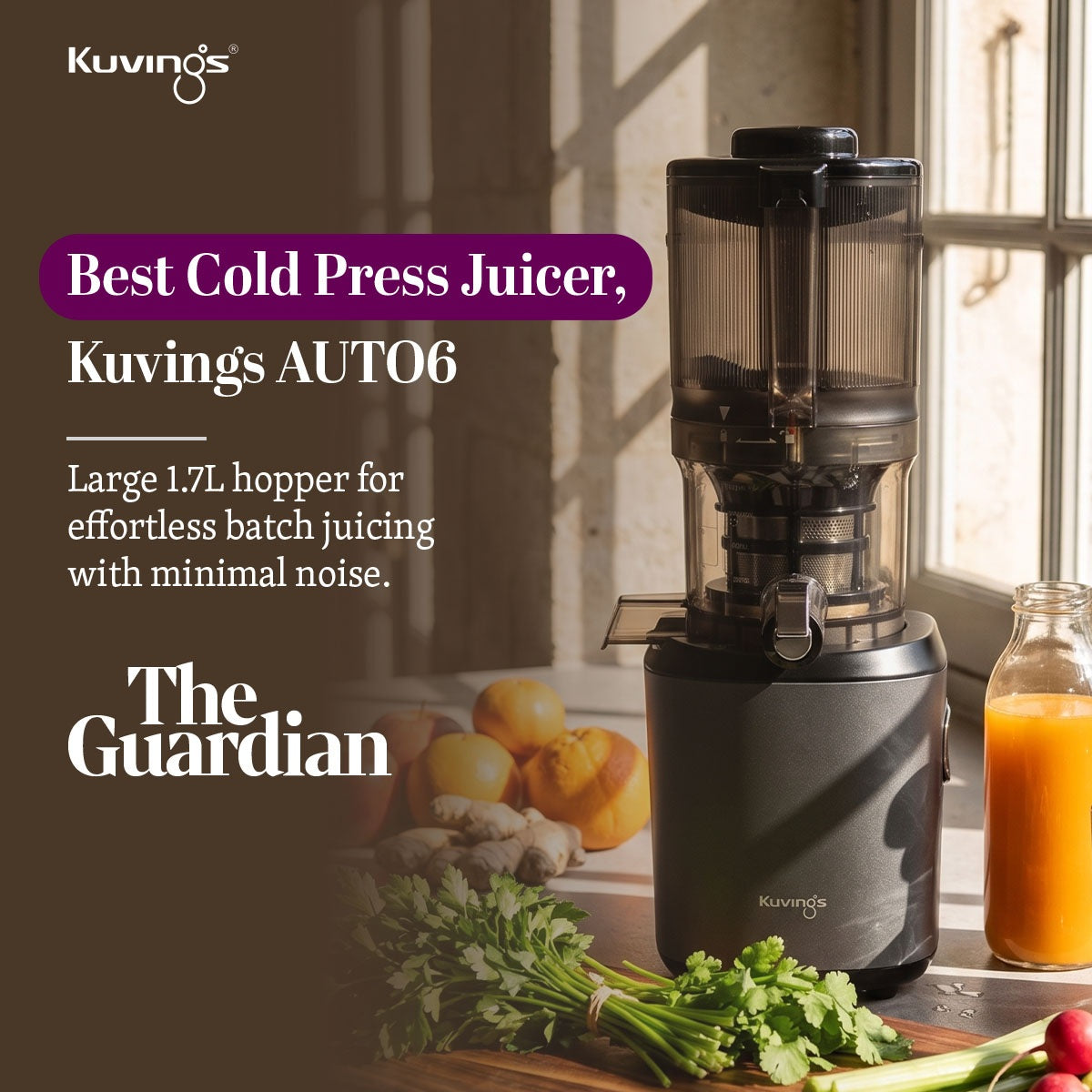 เดอะการ์เดียนยกย่องเครื่องคั้นน้ำผลไม้สกัดเย็น AUTO6 ให้เป็นเครื่องคั้นน้ำผลไม้สกัดเย็นชั้นนำ
